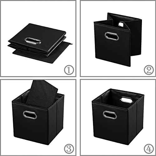 PRANDOM Leather Foldable Cube Storage Bins 11x11 inch [4-Pack] Fabric
