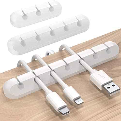 SOULWIT Cable Holder Clips, 3-Pack Cable Management Cord Organizer Clips Silicone Self Adhesive for Desktop USB Charging Cable Nightstand Power Cord Mouse Cable Wire PC Office Home