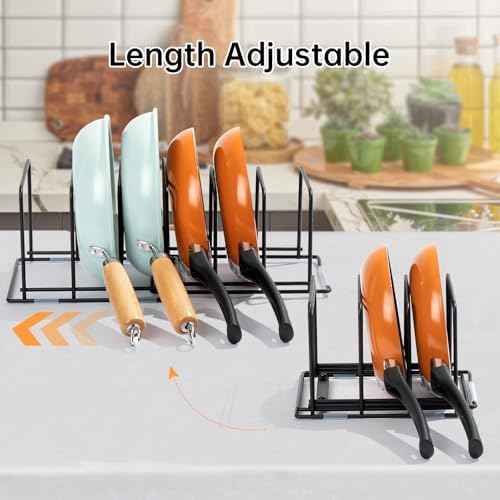 Cutting Board Organizer, Adjustable Pot and Pan Organizer Rack, Kitchen Cabinet Holder for Cutting Board,Baking Tray, Cookie Sheet, Bakeware Organizer for Countertop