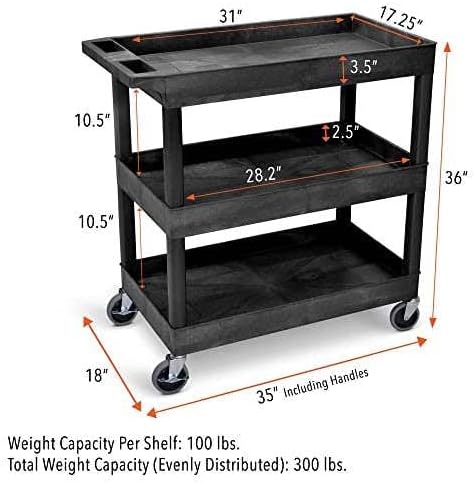 Tubstr 3-Tier Rolling Utility Cart 2-Pack | Each Supports up to 300 lbs. - Image 7
