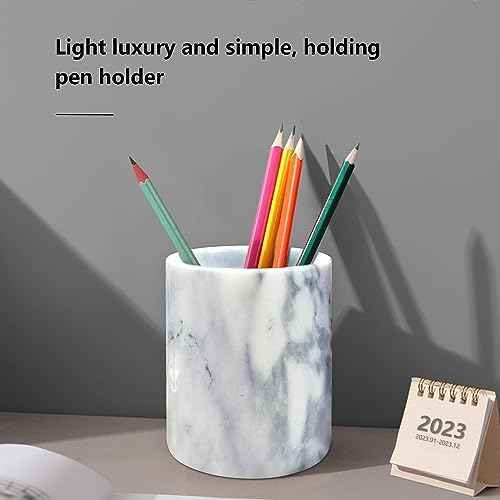 Marble Pencil Pen Holder for Desk,Makeup Brush Holder, Stand for Desk Marble Pattern Pencil Cup for Kids Durable Organizer Ideal Gift for Home, Office(gray).