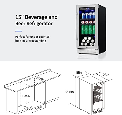 Velivi 15 Inch Beverage Refrigerator and Cooler - 125Cans Capacity