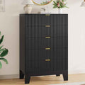 5 Drawer Dresser for Bedroom, 47" Tall Fluted Chest of Drawers, Black