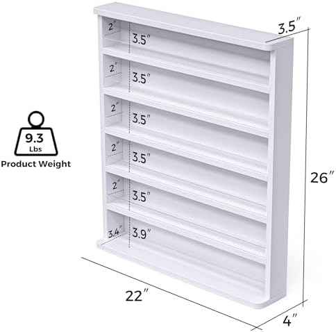 Kikihouse Wood Nail Polish Rack, Wall Mount Nail Polish Organizer, 6 Layers Nail Salon Storage Display Shelves Perfume Bottles Essential Oil Holder w/Acrylic Baffle, White