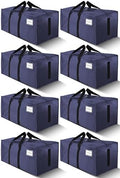 HOMESURE8 Pack 40 Gal Large Strong Moving Bags with Zippers & Carrying Handles - Water-Resistant - Heavy Duty Storage Tote for Space Saving, Fold Flat, Alternative to Moving Box (Blue)