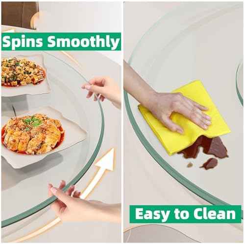 22.8" Lazy Susan for Table Top Tempered Glass Rotating Serving Tray