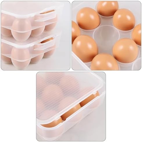 4-Pack Refrigerator Egg Storage Container, Clear Covered Egg Holder