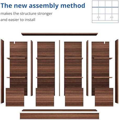 Cozy Castle Brown Wood Bookcase, 12 Cube Display Shelf with 4 Doors