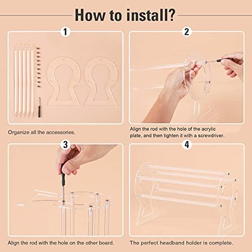 Headband Holder, Clear Headband Organizer, Acrylic Hair Hoop Display Stand