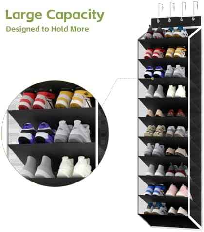KEEPJOY 10 Tiers Mesh Over Door Shoe Organizer Storage, Hanging Shoe