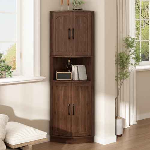 HOKYHOKY Tall Corner Cabinet, 64.7" Corner Storage Cabinet, 4 Doors