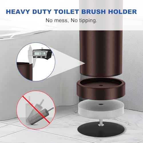 Toilet Brush and Holder Set: 304 Stainless Steel Heavy Duty Toilet Bowl Brush and Holder with Removable Inner Bowl and Splash Protection, Modern Long Handle Bathroom Cleaning Tool