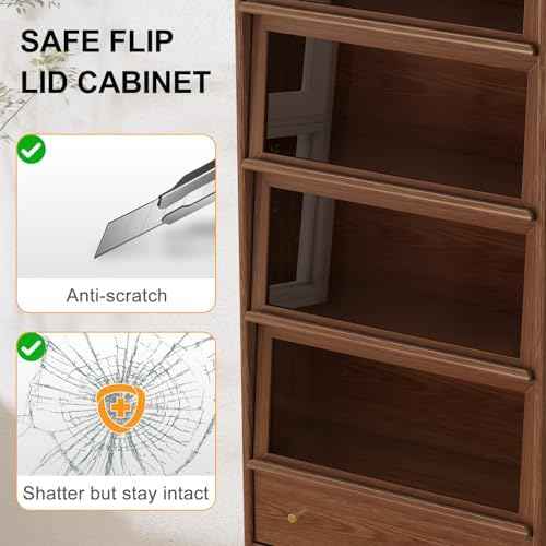 AQIMUELE Solid Wood Bookcase - 5-Tier Book case with 3 Color LED