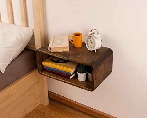 Floating Nightstand Wooden, Bedside Table, Nightstand Shelf, Handmade, Wall Mounted Bedside Shelf, Minimalist and Unique Style (Vancouver)