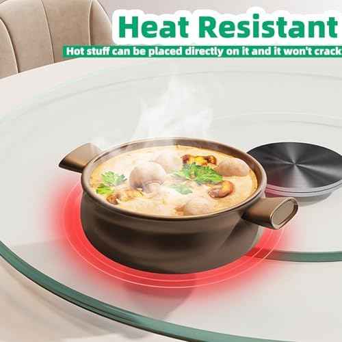 22.8" Lazy Susan for Table Top Tempered Glass Rotating Serving Tray