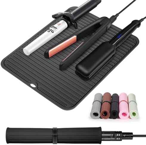 Large Heat Resistant Silicone Mat for Hair Tools: Curling Iron, Flat Iron, Hair Straightener - Portable Hair Styling Pad Cover