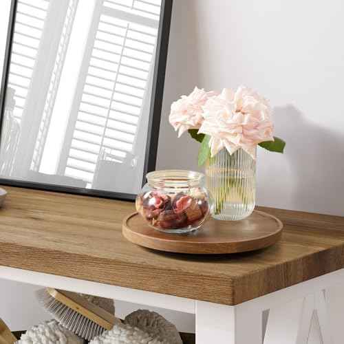 10” Acacia Wood Lazy Susan Turntable Organizer for Cabinet - Round Wooden Lazy Susan Organization and Storage for Pantry Table Kitchen Countertop Cupboard Coffee Bar Farmhouse Decor