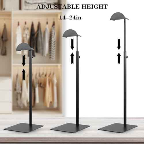 Purse Display Stands, 3 Pack Black Handbag Display Stand Stainless Steel Purse Display Rack Adjustable Height Bag Display Stand Holder Anti-fingerprint for Retail Boutiques Commercial Store