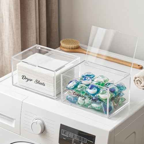 Acrylic Dryer Sheet Holder Dispenser Container,Bonus Black Labels Included