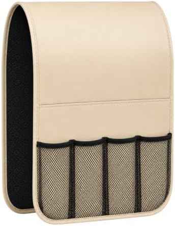 Armchair Caddy for Couch Remote Control Holder Recliner Armrest Organizer Non Slip Sofa Arm Chair Caddie with 6 Pocket Storage for Magazine, Tablet, Phone, iPad, Chocolate Leather white