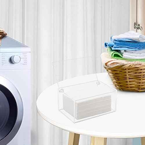 Watpot Acrylic Dryer Laundry Sheet Holder Dispenser Clear Container Box with Lid