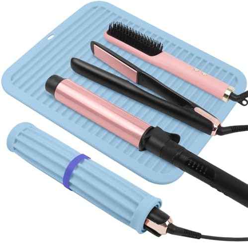 Silicone Heat Resistant Mat for Hair Tools, Oversize, Blue