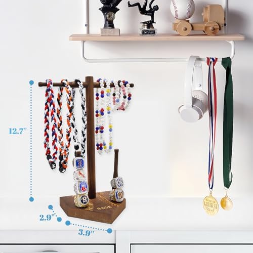 Wooden Baseball or Softball Drip Necklace Organizer Holder, Ring Holder