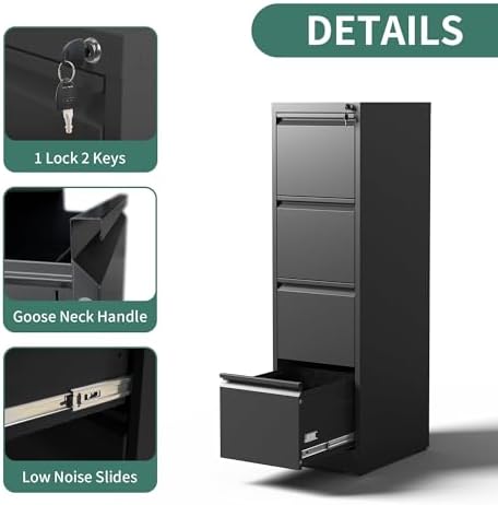 4 Drawer File Cabinet with Lock,Metal File Cabinet for Home Office