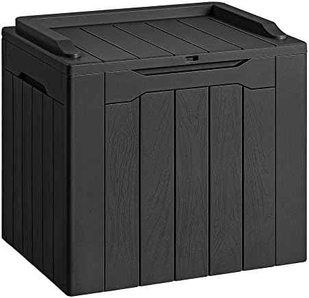 Devoko 30 Gallon Resin Deck Box Waterproof Outdoor Storage Box for Patio Furniture Pool Accessories Indoor Storage for Cushion Garden Tools (30 Gallon, Black)