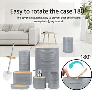 CERBIOR Bathroom Accessories Set 6 Piece Bamboo Bath Ensemble Includes Soap - Image 6