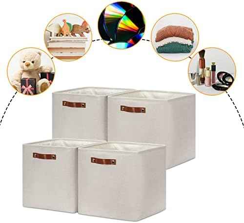 DULLEMELO Storage Bins, 4 Pack Of 13x13x13 Decorative Storage Cube