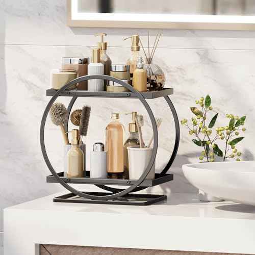 Bathroom Counter Organizer, 2-Tier Black Perfume Organizer Dresser