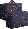105L Extra Large Storage Bags for Pillow, Blanket, Quilt, King Comforter, Bedding, Clothes, Sheets - Folding Moving Storage Bag Closet Organizers with Strong Handles & Zippers (2 Pack, Blue)