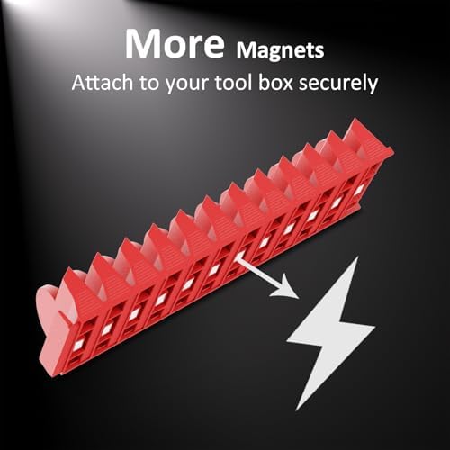 DEHOYI 48 pcs Magnetic Modular Wrench Organizers for Tool Drawers - Wrench Rack with Metric&SAE Labels, Perfect Tool Storage Holder with Magnet. Gift for mechanics (Red)