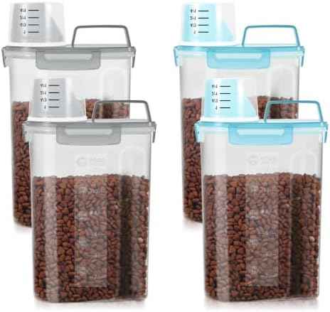 LEAWALK 3-5Lbs Airtight Small Cat Dog Pet Food Storage Containers BPA