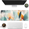 Desk Pad, Abstract Colorful Leaves Desk Mat, Large Gaming Mouse Pad with Non-Slip Base and Stitched Edge, 31.5"x11.8"