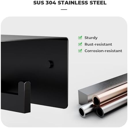 Double Toilet Paper Holder with Shelf, FreshGlow Tissue Holder Matte Black, Wall Mount Commercial Toilet Paper Dispenser Phone Shelf Stainless Steel, Tissue Roll for Bathroom