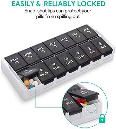 TookMag Weekly Pill Organizer 2 Times a Day, Easy Fill Medicine Pill Organizer AM PM Pill Case, Large Capacity 7 Day Pill Box for Pills/Vitamin/Fish Oil/Supplements (Patent Registered)
