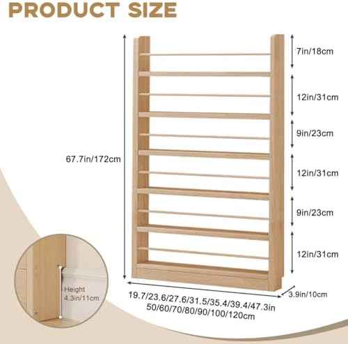 Book Shelf, Behind The Door Bookshelf, Wooden Kids Book Shelf 3/4/5/6 Tier, for Toys and Books, Space-Saving Wall Mount Narrow