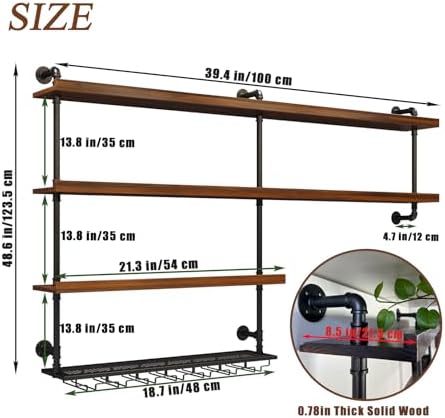Solid Wood LED Wall Mounted Wine Rack (39.4 in/ 100CM)