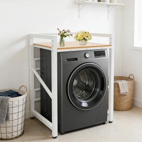 Washer Dryer Stacking Rack Stand, Heavy Duty Washing Machine Shelf with Adjustable Design, 660 Lbs Load Capacity Space Saving Organizer for Laundry Rooms Bathrooms & Kitchens