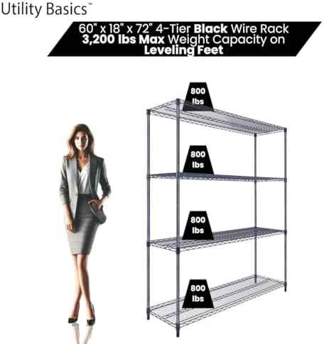 NSF Commercial 4-Tier Wire Shelving with Wheels, 60"x18"x72" Heavy