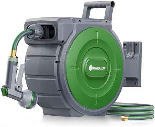 Garden Retractable Hose Reel, 1/2 Inch x 120 ft Wall Mounted Garden Hose Reel with Any Length Lock, Upgraded Slow Return System and 180°Swivel Bracket