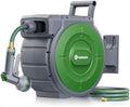 Garden Retractable Hose Reel, 1/2 Inch x 120 ft Wall Mounted Garden Hose Reel with Any Length Lock, Upgraded Slow Return System and 180°Swivel Bracket