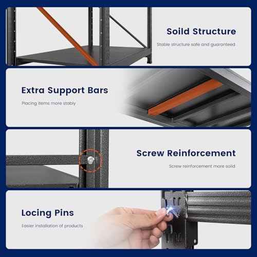 Yizosh 71" W Metal Garage Storage Shelves,5000LBS Heavy Duty 4-Shelf Adjustable Steel Organization Shelving,Utility Rack Shelf,71" W x 24" D x 69" H for Basement,Warehouse,Industrial