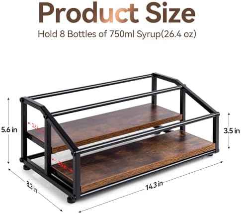 kimilus Coffee Syrup Organizer Rack, Liquor Bottle Display Shelf