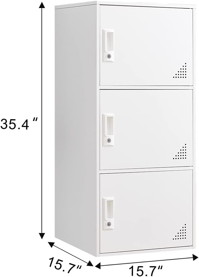 3 Door Metal Locker Steel Storage Cabinet, Office Storage Lockers - Image 3