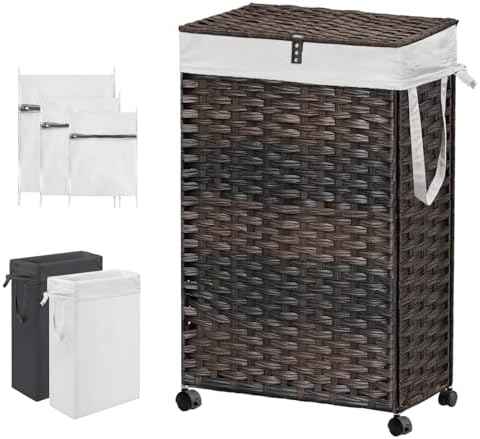88L Slim Laundry Hamper with Wheels, 23.3 Gallon Rolling Laundry