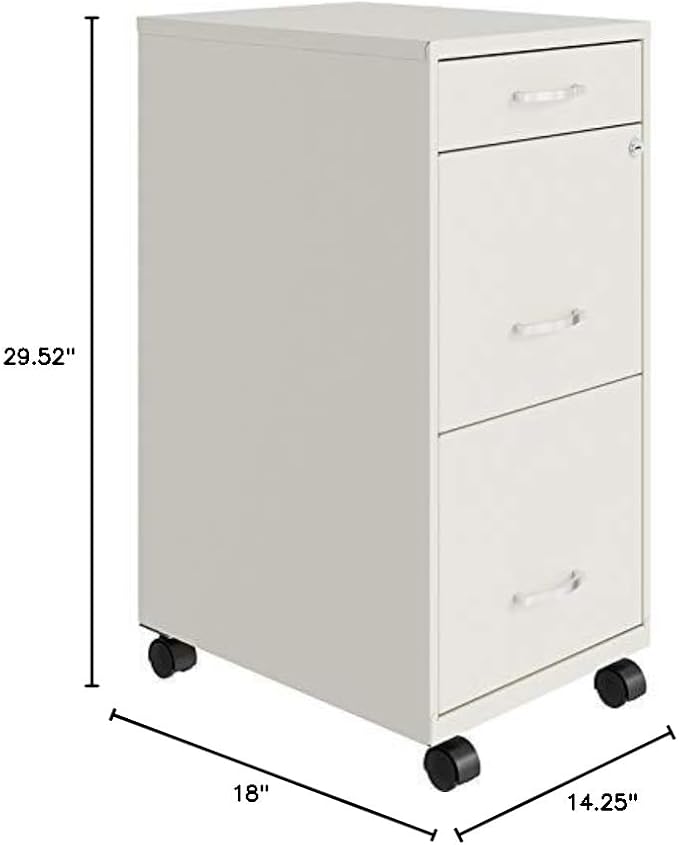 Pemberly Row 3 Drawers 29.52" Vertical White Metal Filing Cabinet Lockable - Image 2