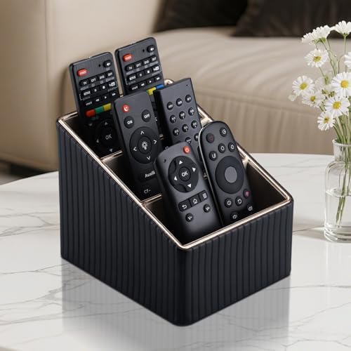 KINGFOM 3 Slot PU Leather Remote Controller Holder, Home Sundries